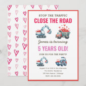 Bouwuitnodiging voor verjaardagsfeestje Valentijn Kaart (Voorkant / Achterkant)