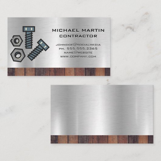 bouwvakker | bouten en moeren visitekaartje (Voorkant / Achterkant)