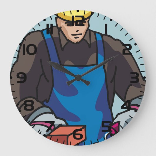 Bouwvakker Bricklayer Hard Pet Builder Grote Klok (Voorkant)