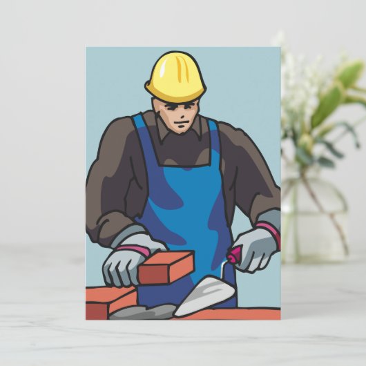 Bouwvakker Bricklayer Hard Pet Builder Kaart (Staand voorkant)