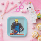 Bouwvakker Bricklayer Hard Pet Builder Papieren Bordje (Feest)
