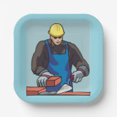 Bouwvakker Bricklayer Hard Pet Builder Papieren Bordje (Voorkant)