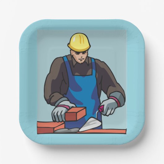 Bouwvakker Bricklayer Hard Pet Builder Papieren Bordje (Voorkant)