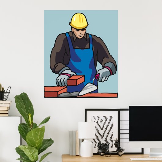 Bouwvakker Bricklayer Hard Pet Builder Poster (Thuiskantoor)