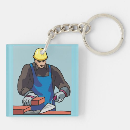 Bouwvakker Bricklayer Hard Pet Builder Sleutelhanger (Achterkant)