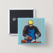 Bouwvakker Bricklayer Hard Pet Builder Vierkante Button 5,1 Cm (Voorkant /achterkant)