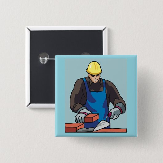 Bouwvakker Bricklayer Hard Pet Builder Vierkante Button 5,1 Cm (Voorkant /achterkant)