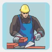 Bouwvakker Bricklayer Hard Pet Builder Vierkante Sticker (Voorkant)