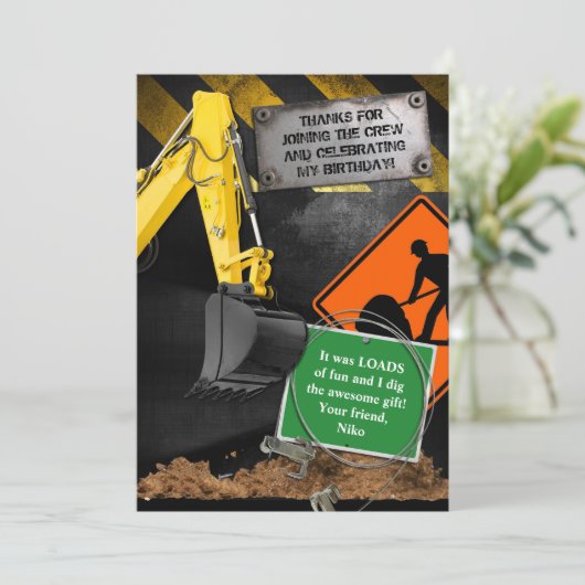 Bouwvakker dank u kaart (Staand voorkant)