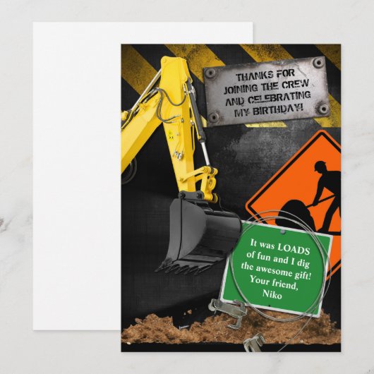 Bouwvakker dank u kaart (Voorkant / Achterkant)