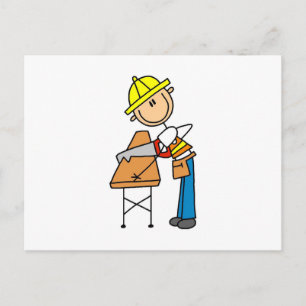 Bouwvakker die Hout Zaagt Cadeaus Briefkaart