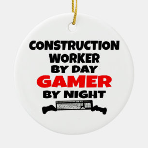 Bouwvakker Gamer Keramisch Ornament