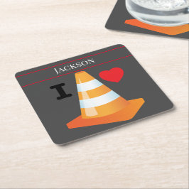 Bouwvakker Highway Traffic Cone Grappig Kartonnen Onderzetters