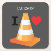 Bouwvakker Highway Traffic Cone Grappig Kartonnen Onderzetters (Voorkant)