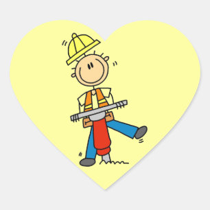 Bouwvakker I Bouw T-shirts en Cadeaus Hart Sticker
