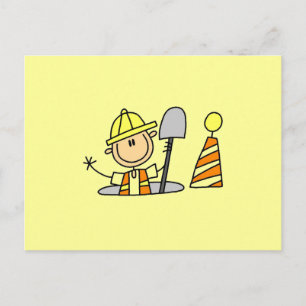 Bouwvakker in mangat briefkaart