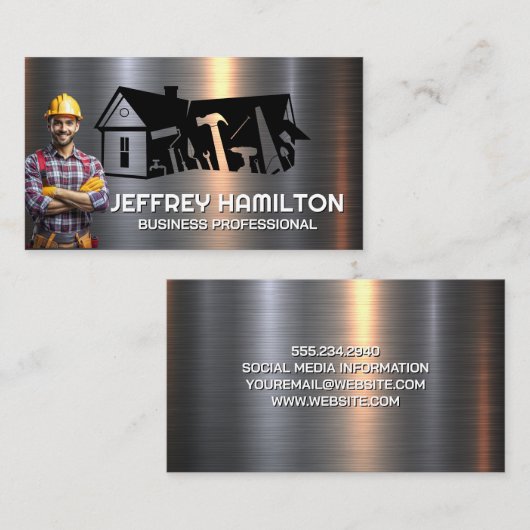 bouwvakker | Kleur | timmergereedschap Visitekaartje (Voorkant / Achterkant)