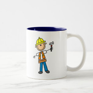 Bouwvakker met hamer tweekleurige koffiemok