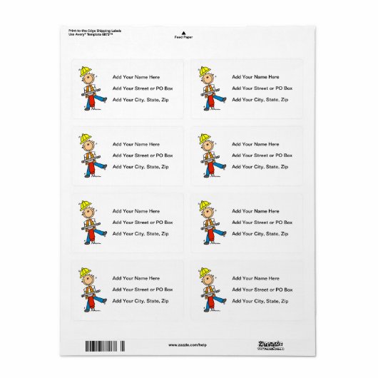 Bouwvakker met Jack Hammer geschenken Etiket (Full Sheet)