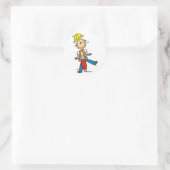 Bouwvakker met Jack Hammer Ronde Sticker (Tas)