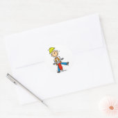 Bouwvakker met Jack Hammer Ronde Sticker (Envelop)