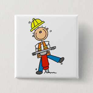 Bouwvakker Met Jackhamer Cadeaus Vierkante Button 5,1 Cm
