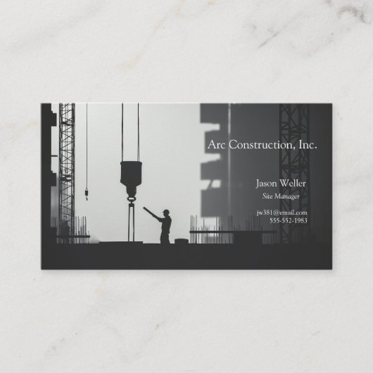 Bouwvakker met kraan visitekaartje (Voorkant)