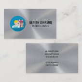 Bouwvakker Metallic Zilveren Bladen Visitekaartje (Voorkant / Achterkant)