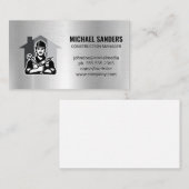 bouwvakker | metallische achtergrond visitekaartje (Voorkant / Achterkant)