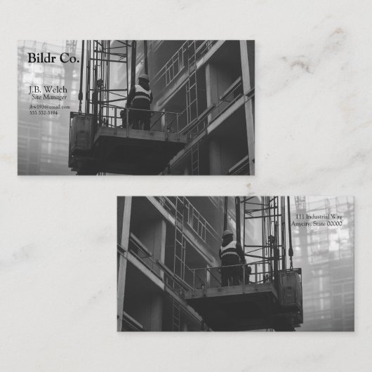 Bouwvakker op kraanplatform visitekaartje (Voorkant / Achterkant)
