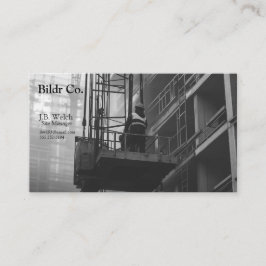 Bouwvakker op kraanplatform visitekaartje