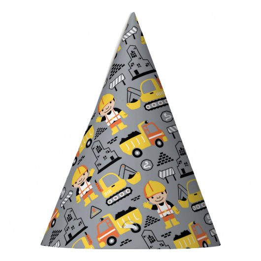 Bouwvakker Tipper Truck Digger Patroon Feesthoedjes (Links)