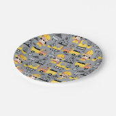 Bouwvakker Tipper Truck Digger Patroon Papieren Bordje (Gekanteld)