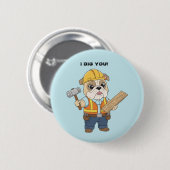 Bouwvakker trekt hond Valentijn kind Ronde Button 5,7 Cm (Voorkant /achterkant)