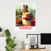 Bouwvakker, vintage Sovjetpropaganda Poster (Thuiskantoor)