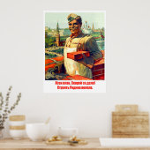 Bouwvakker, vintage Sovjetpropaganda Poster (Keuken)