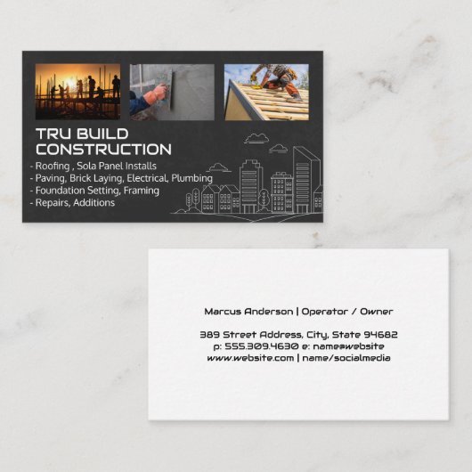 Bouwvakkers | dakdekker | Bestratingsafdekking | M Visitekaartje (Voorkant / Achterkant)