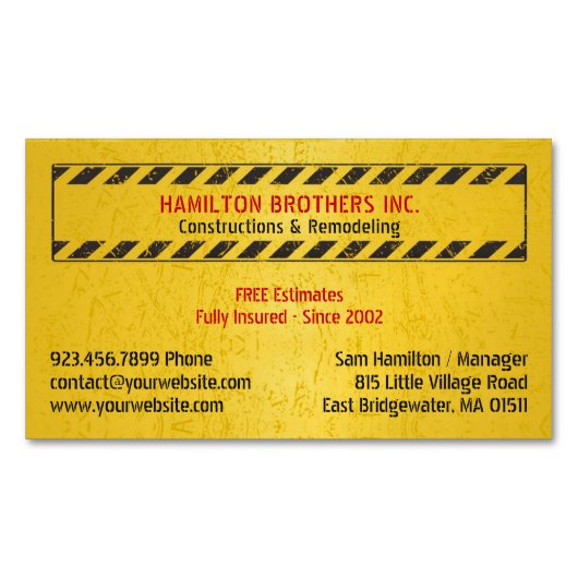 bouwvakman magnetisch visitekaartje (Voorkant)