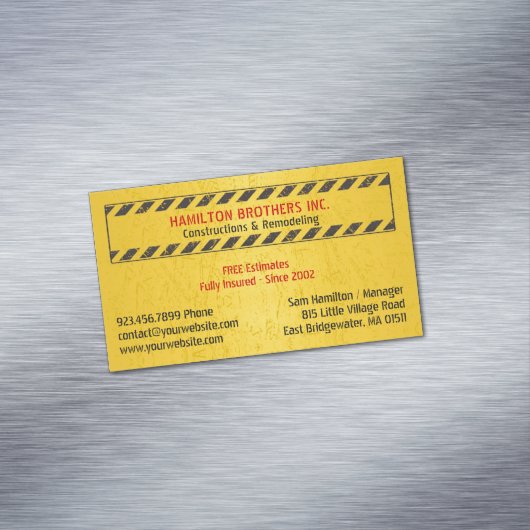 bouwvakman magnetisch visitekaartje (Voorbeeld)