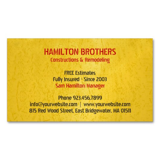 bouwvakman magnetisch visitekaartje (Voorkant)