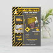 bouwverjaardag | dumptruck bulldozer kaart (Staand voorkant)