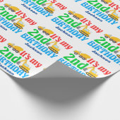 Bouwvoertuig 2e verjaardag Aangepaste Kinderen Cadeaupapier (Hoek)