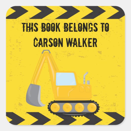 Bouwvoertuig Aangepast Kinder boek behoort tot Vierkante Sticker (Voorkant)