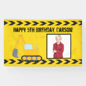 Bouwvoertuig Aangepast Kinder Foto Birthday Spandoek (Horizontaal)