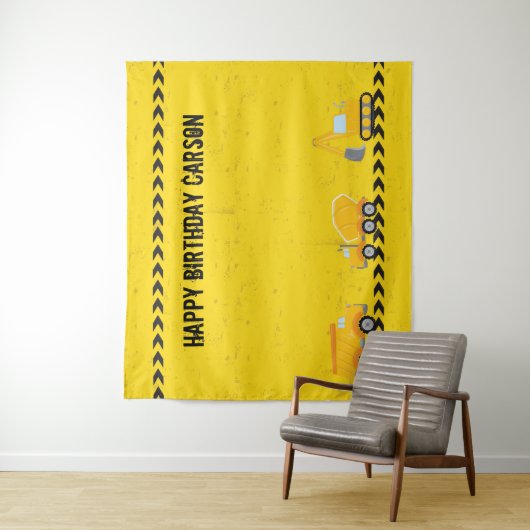 Bouwvoertuig Aangepaste kinderen op zaterdag Wandkleed (In situ)