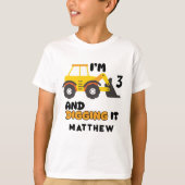 Bouwvoertuig Backhoe met Gepersonaliseerd naam T-shirt (Voorkant)