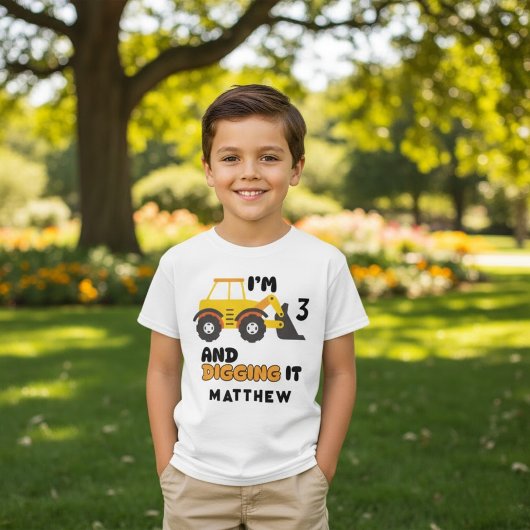 Bouwvoertuig Backhoe met Gepersonaliseerd naam T-shirt