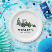 Bouwvoertuig Backhoe Verjaardagsfeest Papieren Bordje (Feest)