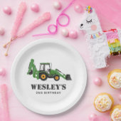 Bouwvoertuig Backhoe Verjaardagsfeest Papieren Bordje (Feest)