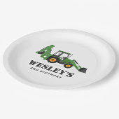 Bouwvoertuig Backhoe Verjaardagsfeest Papieren Bordje (Gekanteld)